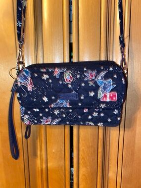 Vera Bradley Navy Floral & Bird Crossbody Wristlet